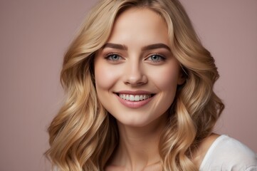 Wall Mural - smiling young woman portrait in studio
