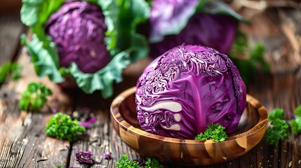 Sticker - Red Cabbage on Wooden Table