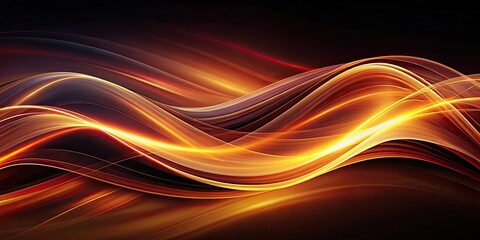 Abstract futuristic background with dark and warm color wave shapes, visualization of motion waves