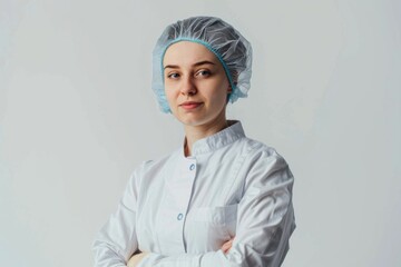 successful food factory women manager in sterile uniform 