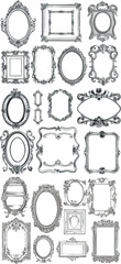 Leinwandbilder - Greeting or wedding frames with black outline. Free template for text decoration. Isolated modern clipart.