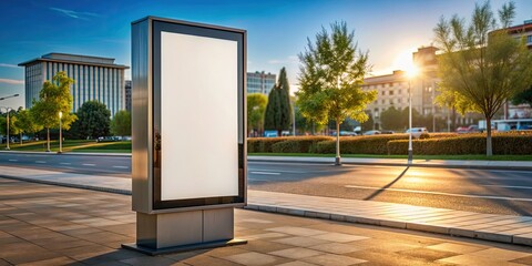 Poster - Lightbox advertising display on blank pylon mockup in perspective view, rendering , advertising, lightbox