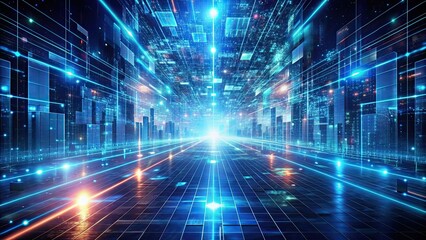 Futuristic digital world with high-speed coding technology, future, technology, speed, code, universe, ethereal