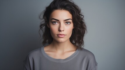 Wall Mural - Young woman posing confidently in studio