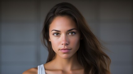 Wall Mural - Young woman posing confidently in studio