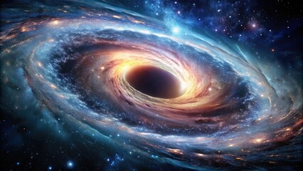 Wall Mural - spiral galaxy with a massive black hole at the center , space, astronomy, stars, celestial, cosmic, 