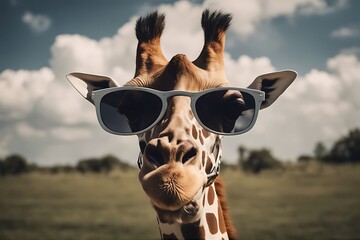 giraffe funny clouds out sunglasses coming zoo sky cloud business animal success dream concept top up high background job career fun wild tall wallpaper impossible possible snob boss view proud