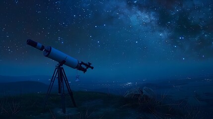 Stargazing Telescope Under the Milky Way