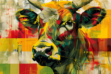 Wall Mural - Abstract Illustration of a Cow's Face