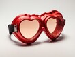 © shrinay - red heart shape goggles isolated on white background