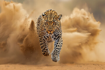 Poster - Leopard running toward camera