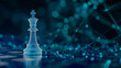 © VK Studio - A digital chessboard featuring a king piece stands against a backdrop of interconnected blue digital lines, symbolizing strategic thinking in the modern age.