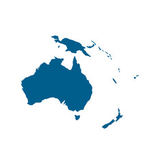 Sticker - Vector map silhouette of Australia, showcasing its distinct shape and geographical layout. Ideal for educational and design purpose, graphic emphasizes the continent borders without any details.