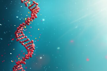 Wall Mural - a 3d image of a dna molecule showing a helical molecule wrapped in a nucleotide in a biological envi
