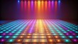 © STDG - Simple retro disco dance floor with neon lights on beige background, disco, dance floor, retro, surreal, colorful