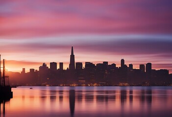 Wall Mural - landscape bay frisco valley us san dusk silicon skyscraper business city evening dawn skyline franci