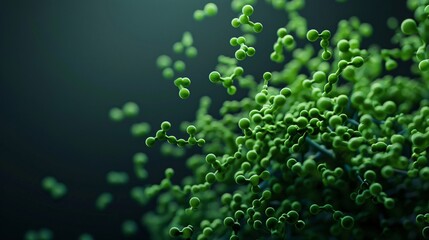 Green Molecular Structure on Dark Background