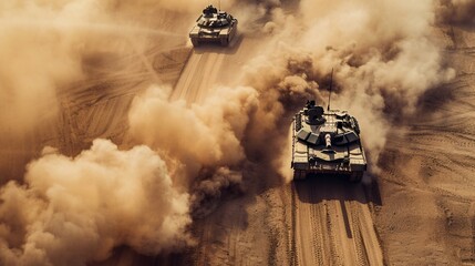 Military Tanks in Desert Operation