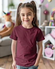 Sticker - A young girl is wearing a red shirt and smiling