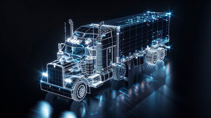 Wall Mural - Truck in wireframe 3d