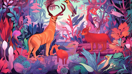 Poster - Jungle Animals Illustration