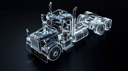 Wall Mural - Truck in wireframe 3d