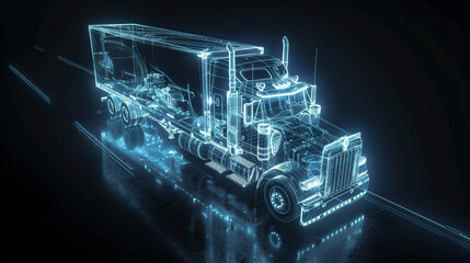 Wall Mural - Truck in wireframe 3d