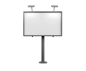 Blank billboard on a metal pole isolated on a white background. PNG without background