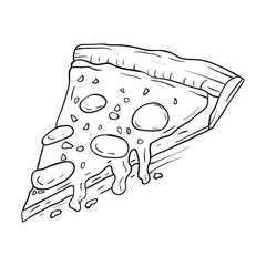 Wall Mural - Hand drawing style of pizza line art vector. It os suitable for food and drink icon, sign or symbol.