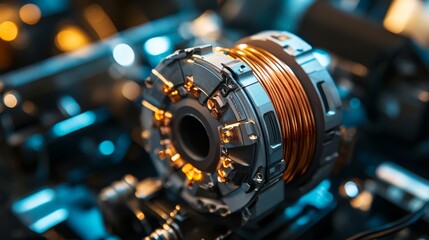 Poster - A close-up view of a intricate machine part, showcasing its intricate design, complex mechanics, and advanced technology. It symbolizes innovation, engineering, and the future of technology.