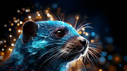 Wall Mural - Digital Art Illustration of a  Otter with Bokeh Background