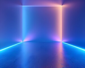 Wall Mural - Bright Neon Blue Background with Subtle Light Streaks Ideal for Gadget and Product Concept Displays