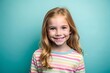 © Yauhen - cheerful young young girl in clothes, simple background color for copy text space, wide screen for ads and banners