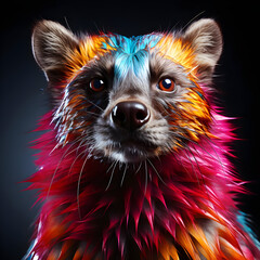 Sticker - Colorful Painted Fox Portrait - Illustration