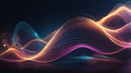 Wall Mural - Luminous Digital Waves: A Futuristic Art Composition, Abstract, light, glow, curves, abstract background