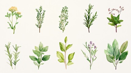 Poster - Herbal Bliss: A sticker set with watercolor