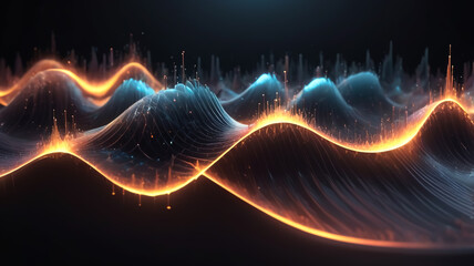 Wall Mural - The Beauty of Algorithmic Art, abstract, waves, digital, art, light, glow, curves, technology background, wallpaper, digital, background