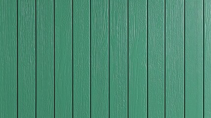 Poster - Detailed view of vertically aligned wooden planks painted in a bright green hue, showcasing their texture under sunlight