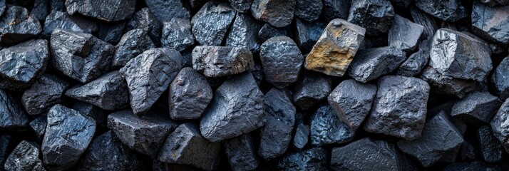 Aufkleber - Weathered rocks are closely packed together, displaying rich textures and varied shapes in natural sunlight at a quarry location