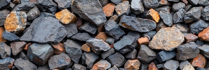 Aufkleber - An assortment of rocks in different shapes and colors scattered across a surface, showcasing their unique textures and geological features under natural light