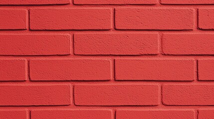 Leinwandbilder - A vibrant red brick wall exhibits a rough texture, reflecting natural light and showcasing its unique craftsmanship