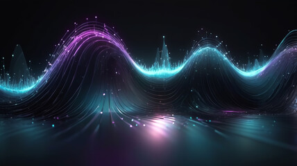 Wall Mural - The Beauty of Algorithmic Art, abstract, waves, digital, art, light, glow, curves, technology background, wallpaper, digital, background