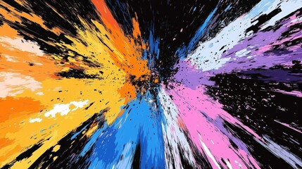 Aufkleber - Vibrant splashes of paint burst outward in various colors against a solid black backdrop, creating an impressive and dynamic visual display