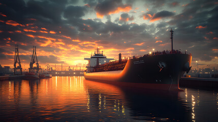 Wall Mural - LNG Tankers in Port Technology Hub