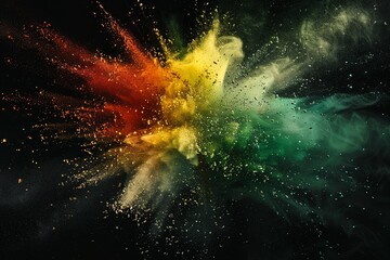 Wall Mural - Abstract colorful powder explosion on black background.