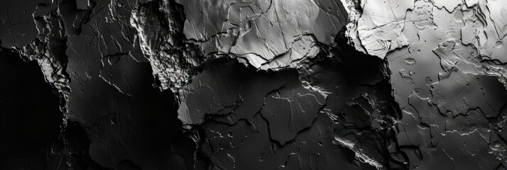 Aufkleber - Dark, cracked surface showcases intricate patterns and textures, highlighting natural erosion and depth in a dramatic lighting backdrop