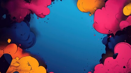 Aufkleber - Colorful smoke clouds swirl and blend together, creating a striking contrast against a deep blue background, showcasing artistic creativity and vibrant hues