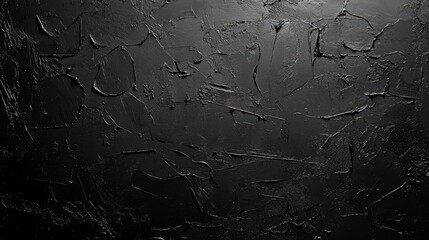 Poster - A textured black surface features intricate patterns formed by layered materials, highlighted by subtle lighting creating depth and shadows