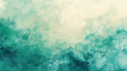 Poster - Abstract watercolor painting in shades of green and white, creating a dreamy and ethereal effect. The colors blend seamlessly, evoking a sense of tranquility and peace.