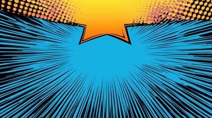 Fototapete - A dynamic, colorful background showcases radiating lines spreading from a central star shape, blending bright hues for a striking visual effect